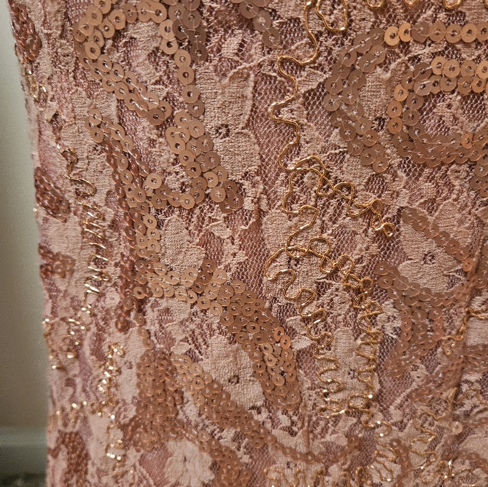 BKE Lace Tank Top in Rust Orange With Sequins Detail - Picture 6 of 10
